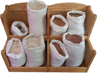 fotografía de sacos de legumbres